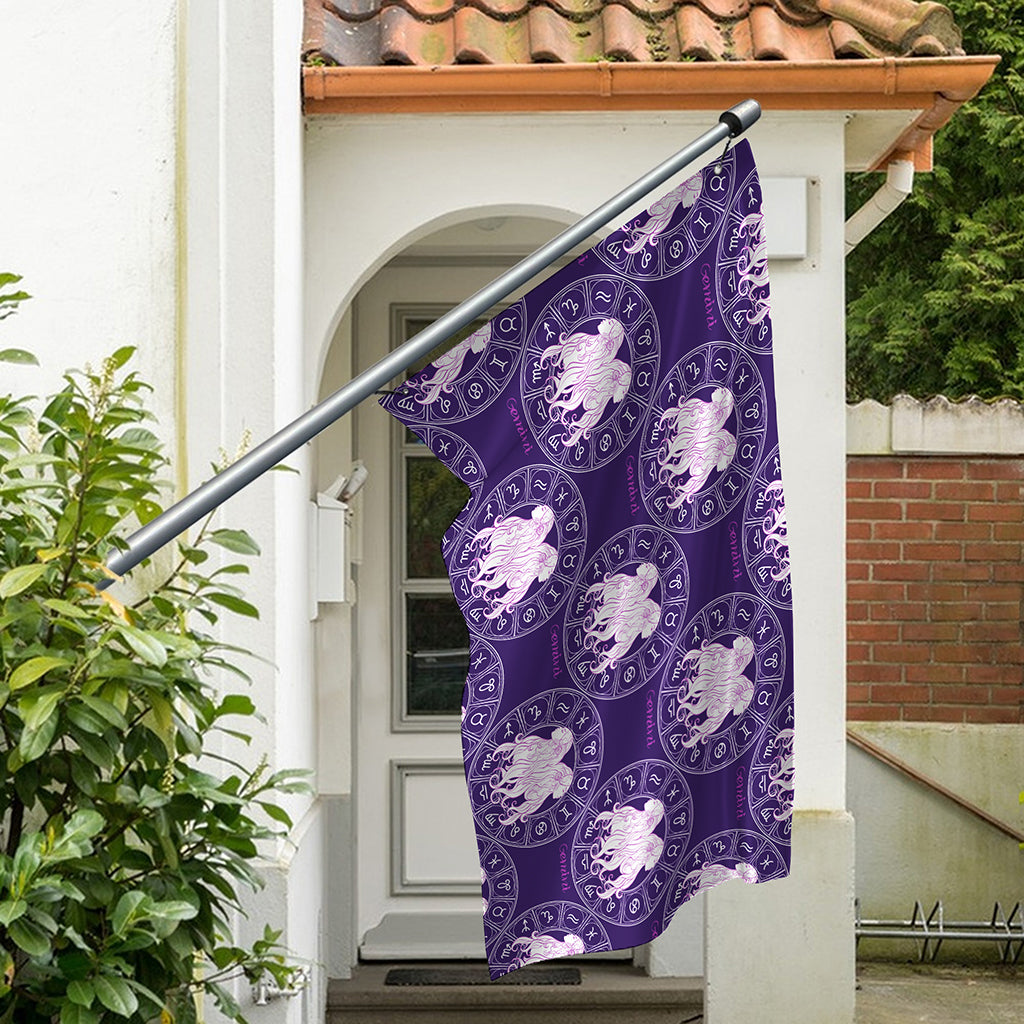 Purple Gemini Zodiac Pattern Print Polyester Flag