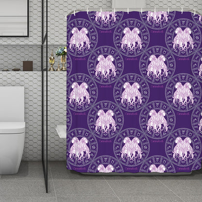 Purple Gemini Zodiac Pattern Print Polyester Shower Curtain