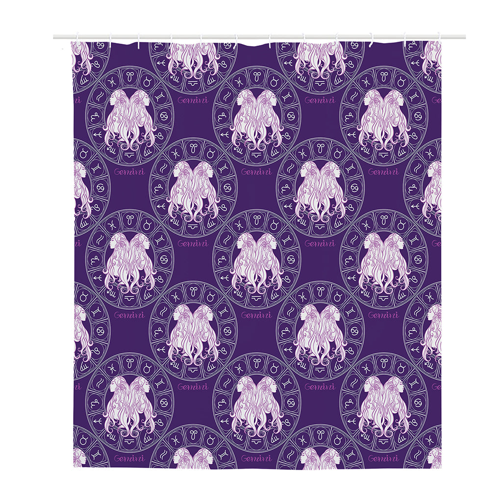 Purple Gemini Zodiac Pattern Print Polyester Shower Curtain