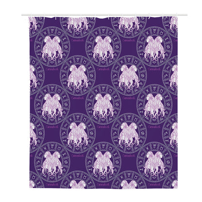 Purple Gemini Zodiac Pattern Print Polyester Shower Curtain