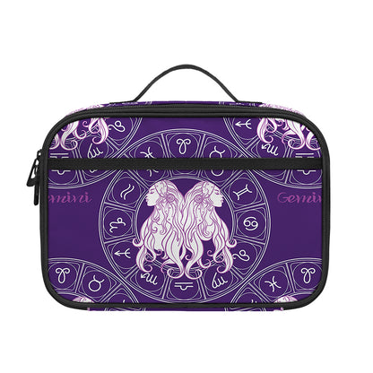 Purple Gemini Zodiac Pattern Print Portable Lunch Bag