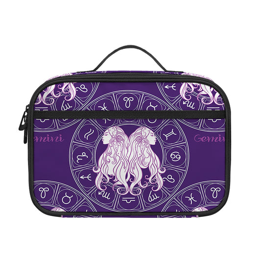 Purple Gemini Zodiac Pattern Print Portable Lunch Bag