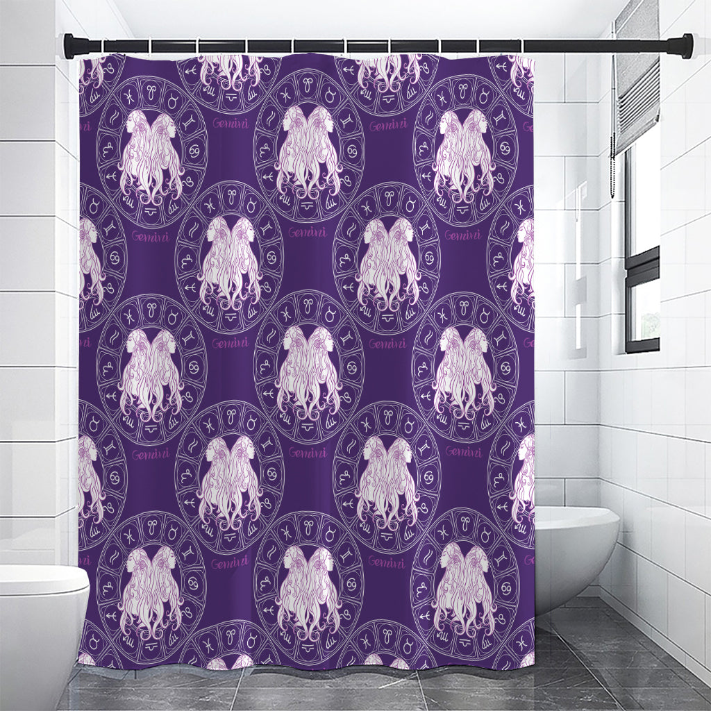 Purple Gemini Zodiac Pattern Print Premium Shower Curtain