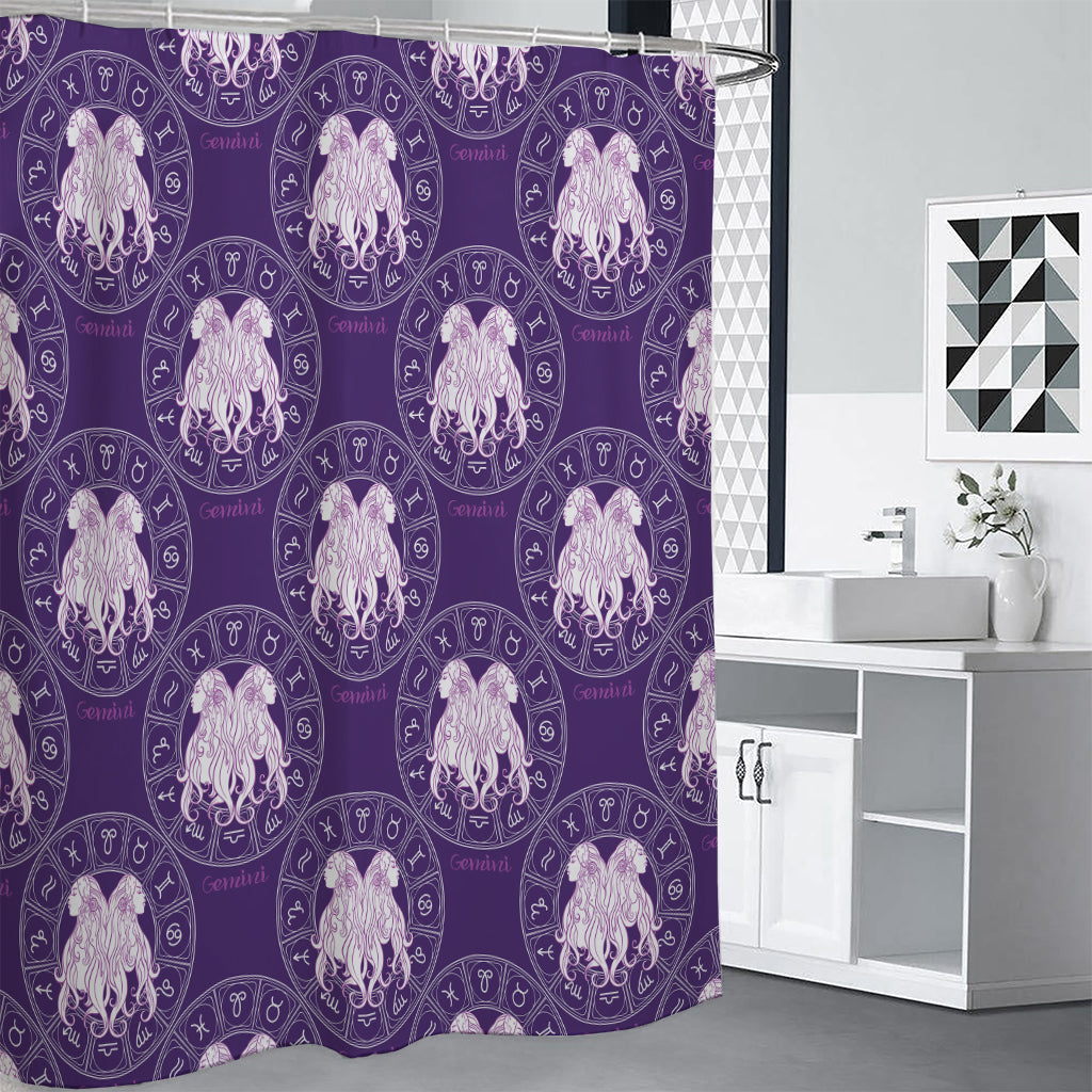 Purple Gemini Zodiac Pattern Print Premium Shower Curtain