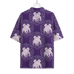 Purple Gemini Zodiac Pattern Print Rayon Hawaiian Shirt