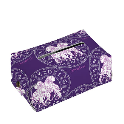 Purple Gemini Zodiac Pattern Print Rectangle Tissue Box Cover
