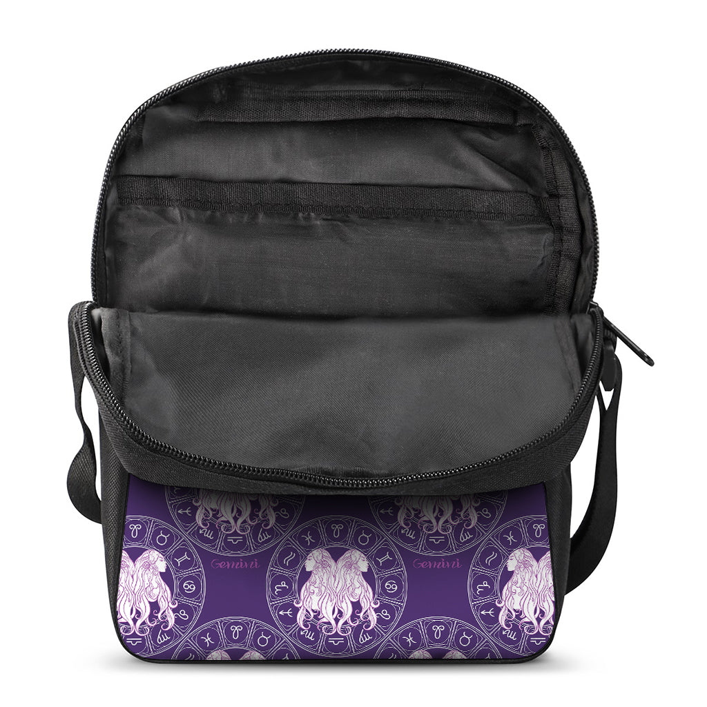 Purple Gemini Zodiac Pattern Print Rectangular Crossbody Bag
