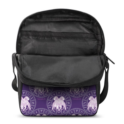 Purple Gemini Zodiac Pattern Print Rectangular Crossbody Bag