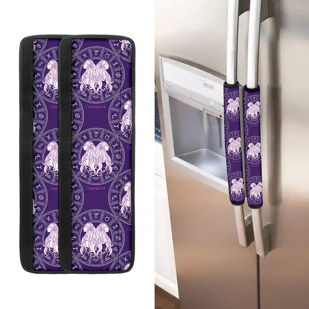 Purple Gemini Zodiac Pattern Print Refrigerator Handle Covers