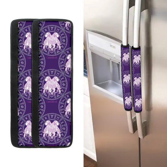 Purple Gemini Zodiac Pattern Print Refrigerator Handle Covers