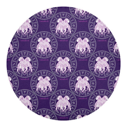 Purple Gemini Zodiac Pattern Print Round Blanket