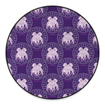 Purple Gemini Zodiac Pattern Print Round Floor Mat