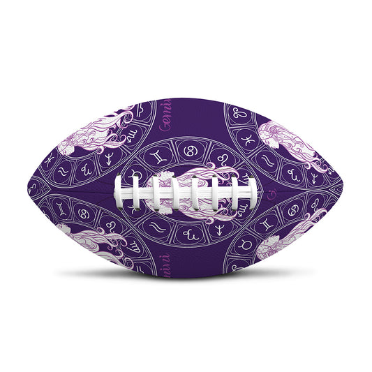 Purple Gemini Zodiac Pattern Print Rugby Ball