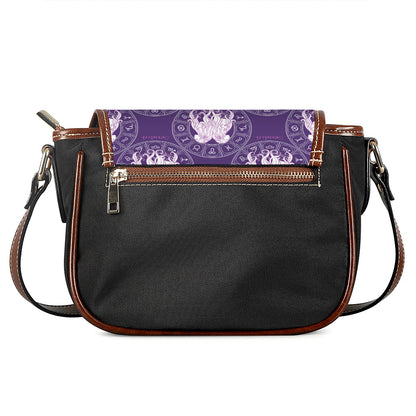 Purple Gemini Zodiac Pattern Print Saddle Bag