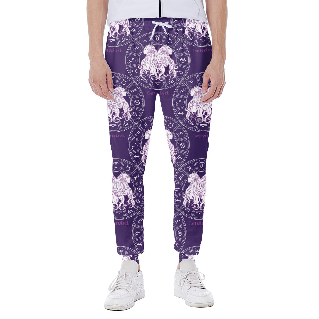 Purple Gemini Zodiac Pattern Print Scuba Joggers