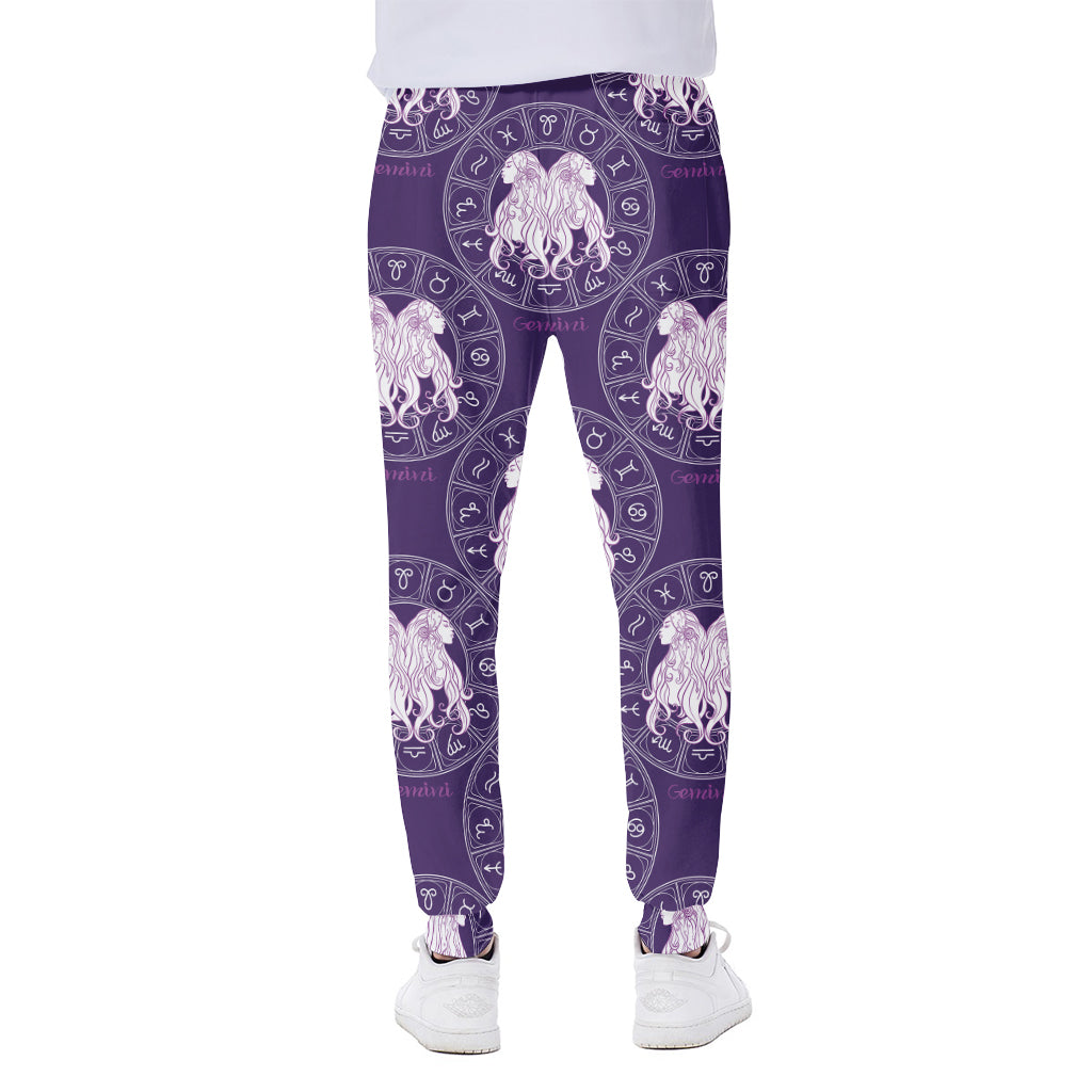 Purple Gemini Zodiac Pattern Print Scuba Joggers