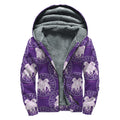 Purple Gemini Zodiac Pattern Print Sherpa Lined Zip Up Hoodie