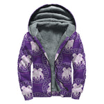 Purple Gemini Zodiac Pattern Print Sherpa Lined Zip Up Hoodie