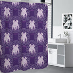 Purple Gemini Zodiac Pattern Print Shower Curtain