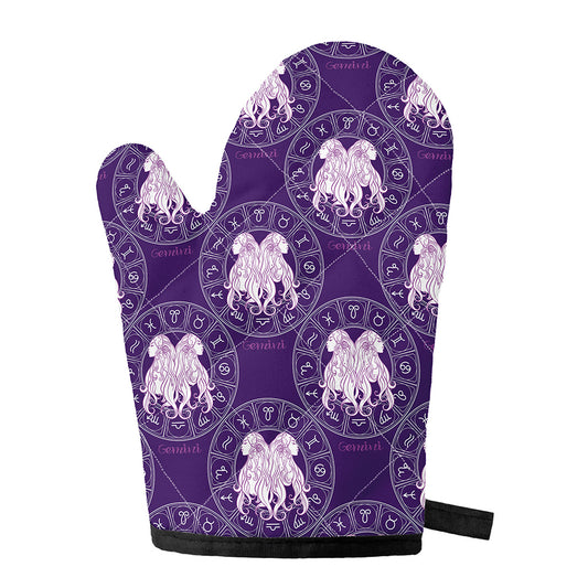 Purple Gemini Zodiac Pattern Print Single Oven Mitt