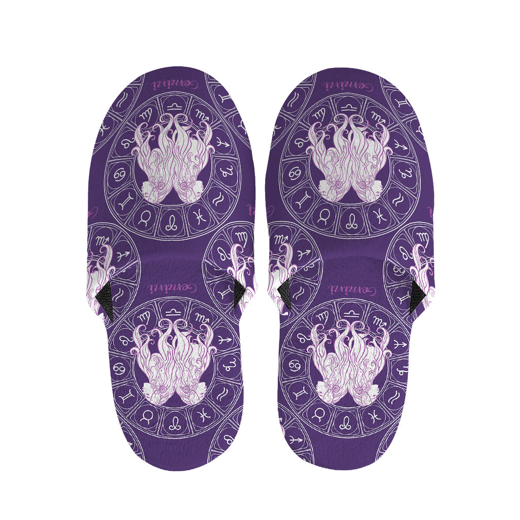 Purple Gemini Zodiac Pattern Print Slippers
