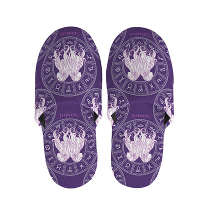 Purple Gemini Zodiac Pattern Print Slippers