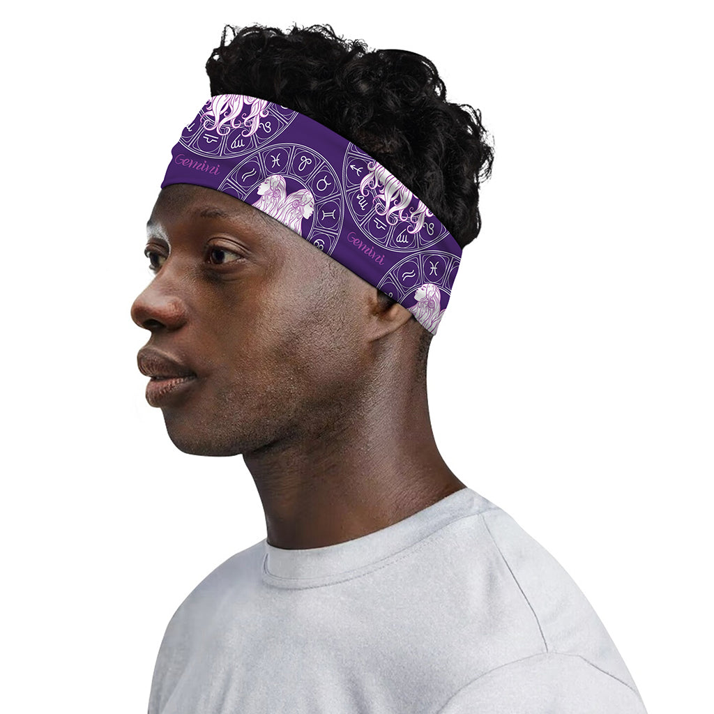 Purple Gemini Zodiac Pattern Print Sports Headband