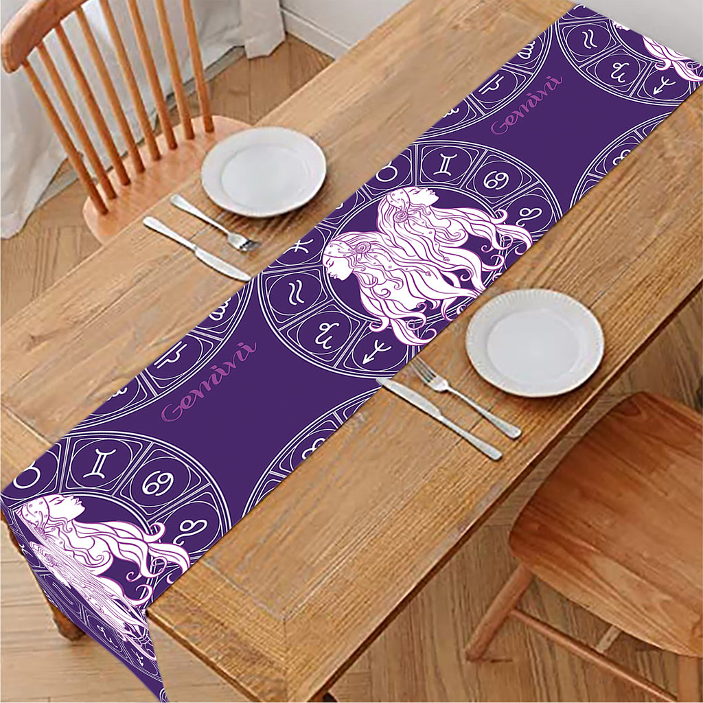 Purple Gemini Zodiac Pattern Print Table Runner