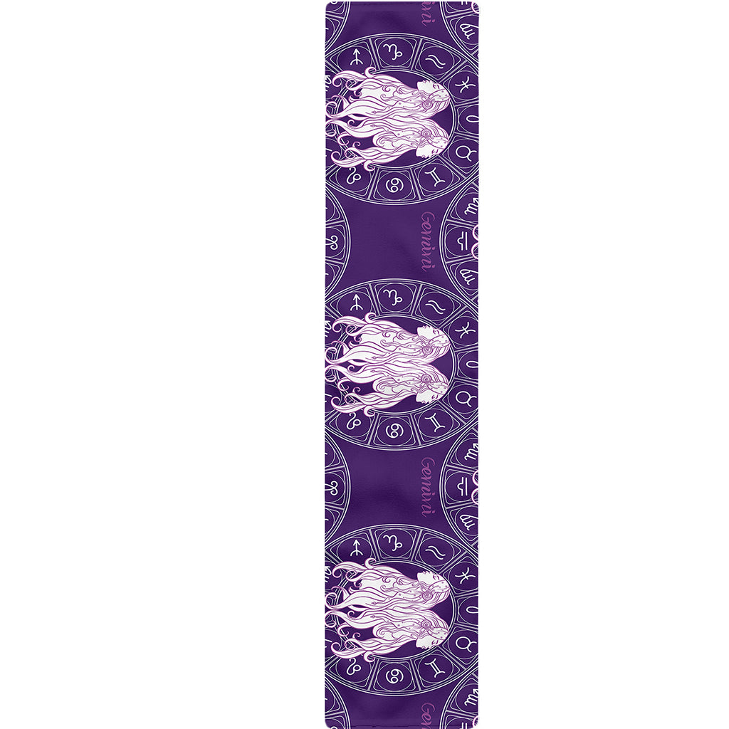 Purple Gemini Zodiac Pattern Print Table Runner