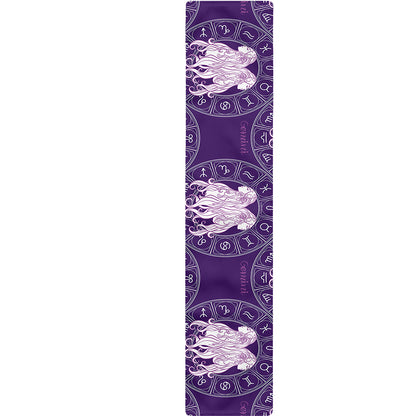 Purple Gemini Zodiac Pattern Print Table Runner