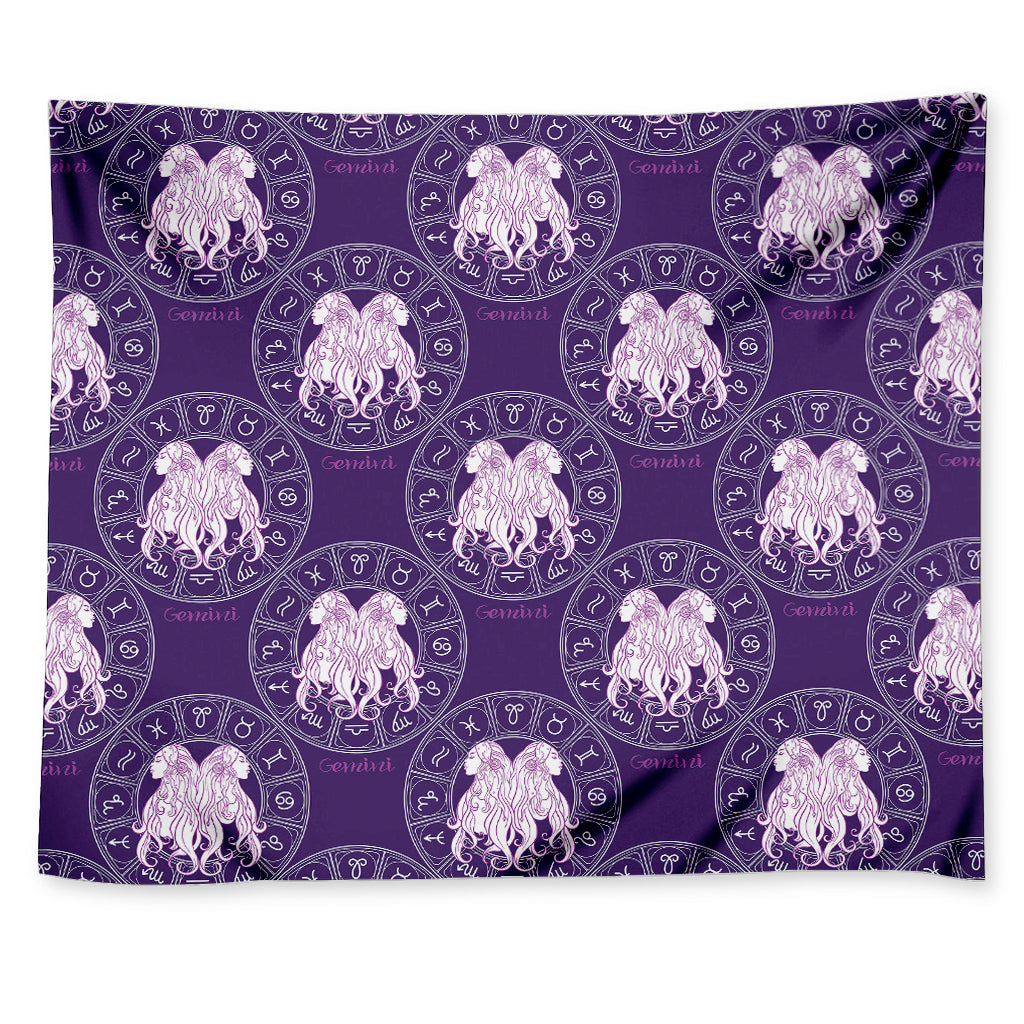 Purple Gemini Zodiac Pattern Print Tapestry