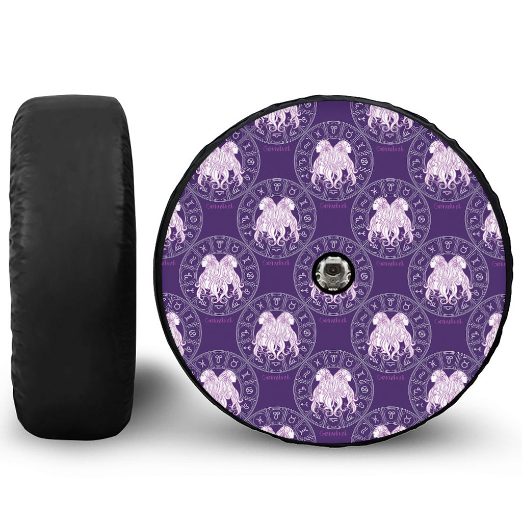 Purple Gemini Zodiac Pattern Print Tire Cover With Camera Hole