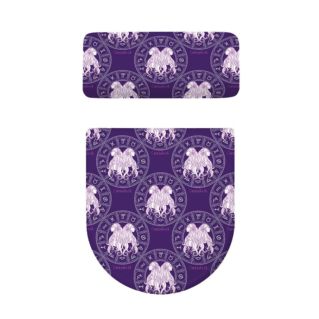 Purple Gemini Zodiac Pattern Print Toilet Lid And Tank Cover Set