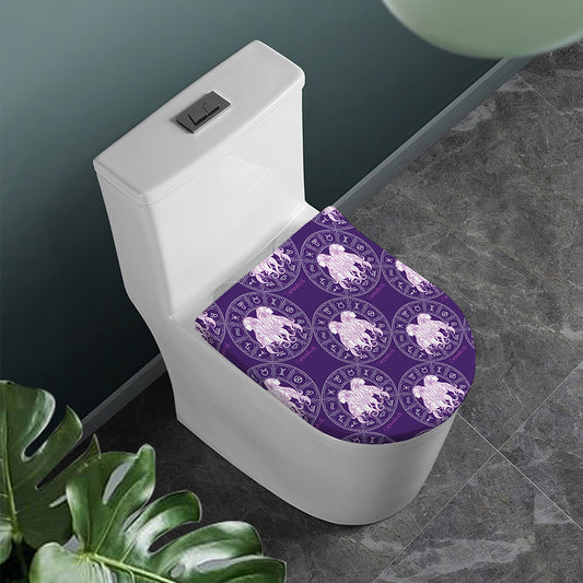 Purple Gemini Zodiac Pattern Print Toilet Lid Cover
