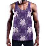 Purple Gemini Zodiac Pattern Print Training Tank Top