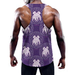 Purple Gemini Zodiac Pattern Print Training Tank Top
