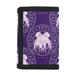 Purple Gemini Zodiac Pattern Print Trifold Wallet