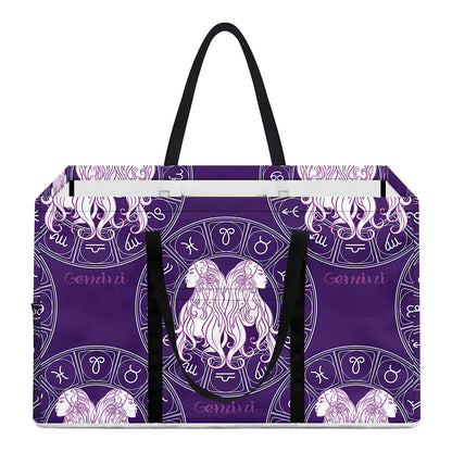 Purple Gemini Zodiac Pattern Print Utility Tote Bag