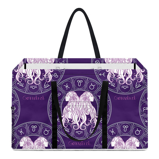 Purple Gemini Zodiac Pattern Print Utility Tote Bag
