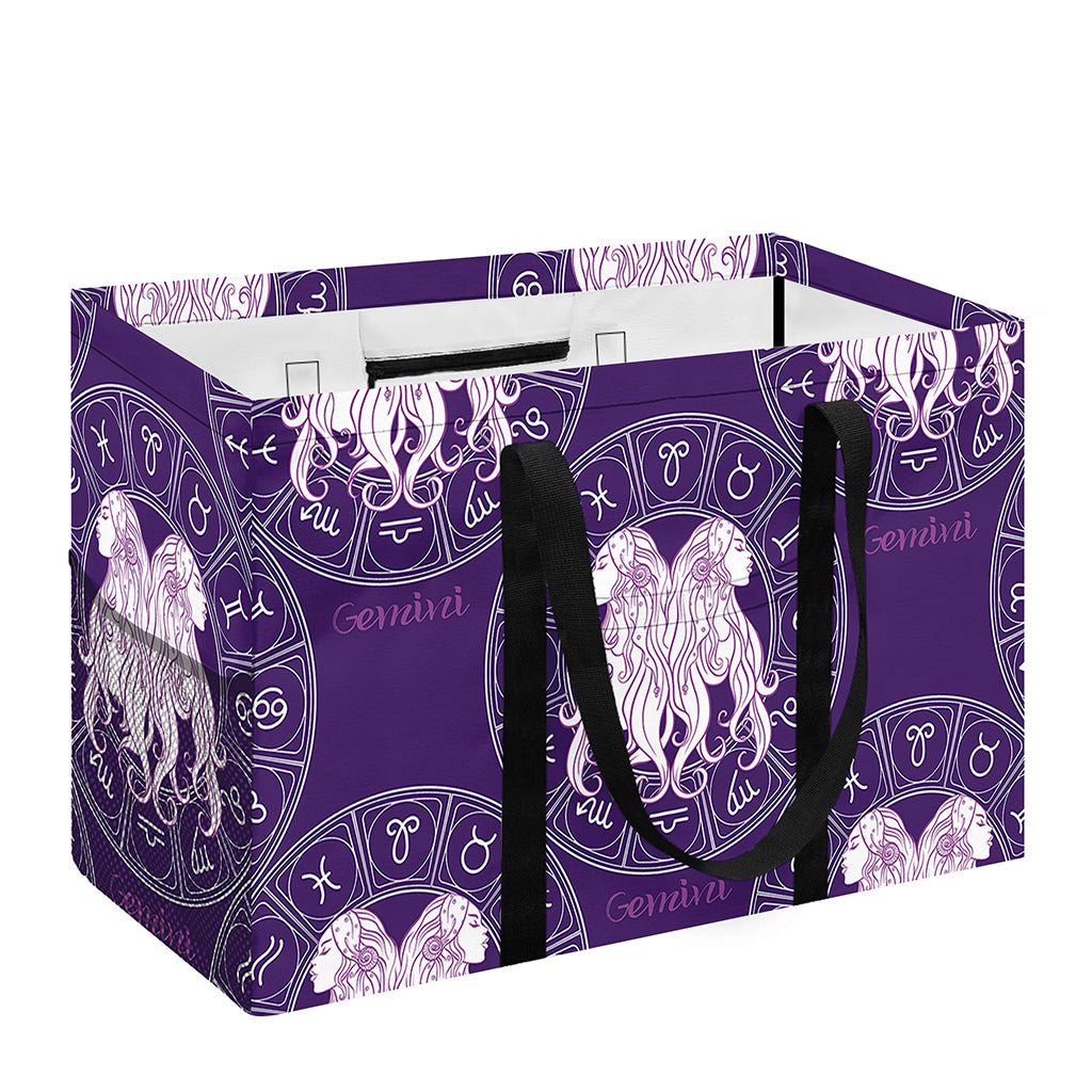 Purple Gemini Zodiac Pattern Print Utility Tote Bag