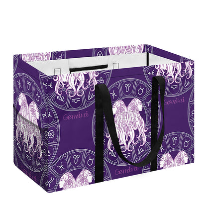 Purple Gemini Zodiac Pattern Print Utility Tote Bag