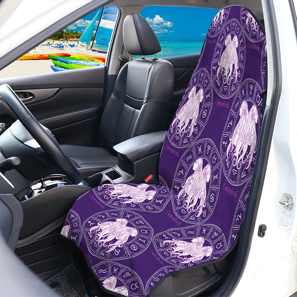 Purple Gemini Zodiac Pattern Print Waterproof Car Seat Cover