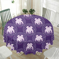 Purple Gemini Zodiac Pattern Print Waterproof Round Tablecloth