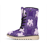 Purple Gemini Zodiac Pattern Print Winter Boots