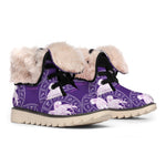 Purple Gemini Zodiac Pattern Print Winter Boots