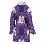 Purple Gemini Zodiac Pattern Print Women's Bathrobe