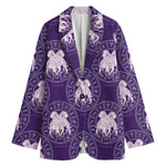 Purple Gemini Zodiac Pattern Print Women's Cotton Blazer