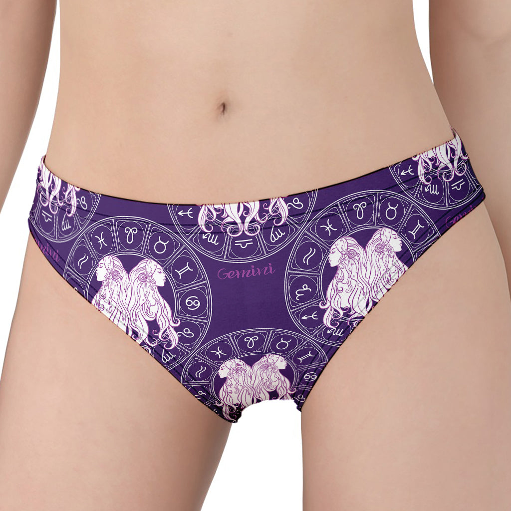 Purple Gemini Zodiac Pattern Print Women's Panties