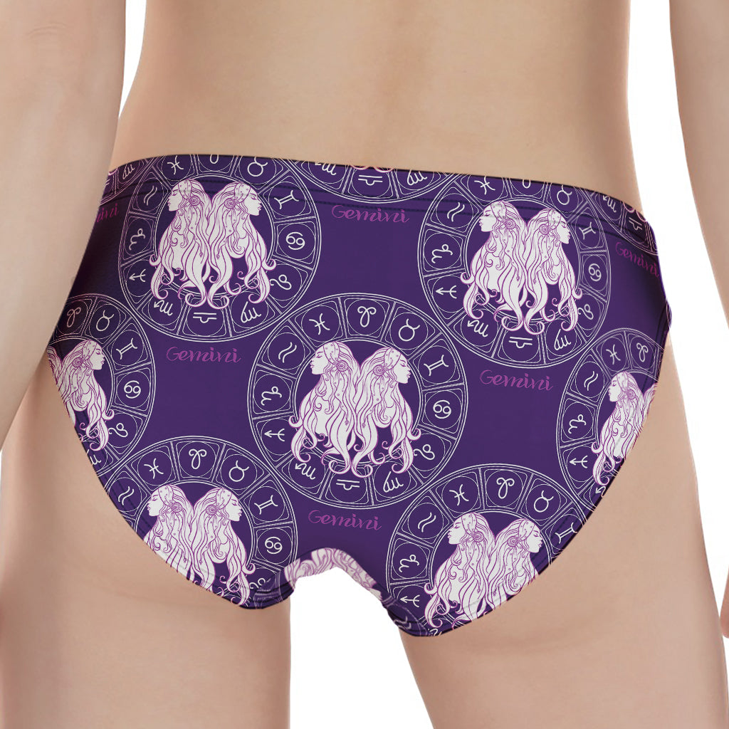 Purple Gemini Zodiac Pattern Print Women's Panties