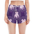 Purple Gemini Zodiac Pattern Print Women's Split Running Shorts